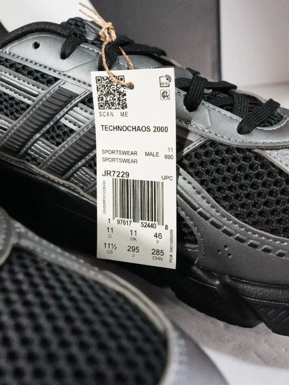 Adidas TechnoChaos 2000 Core Black Metallic Mens Size 11.5 JR7229 NEW W/Box
